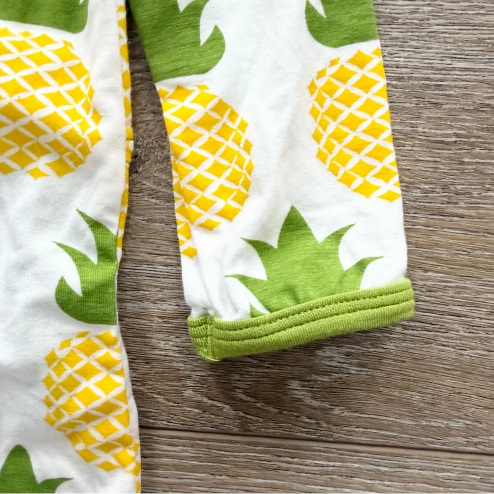 Kickee Pants Pineapple Coverall Sz 6-9 Months Bamboo Long Sleeve Soft‎ NEW